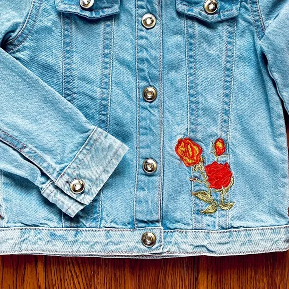Jeans Jacket Toddler 4T Floral Embroidery - Picture 3 of 9